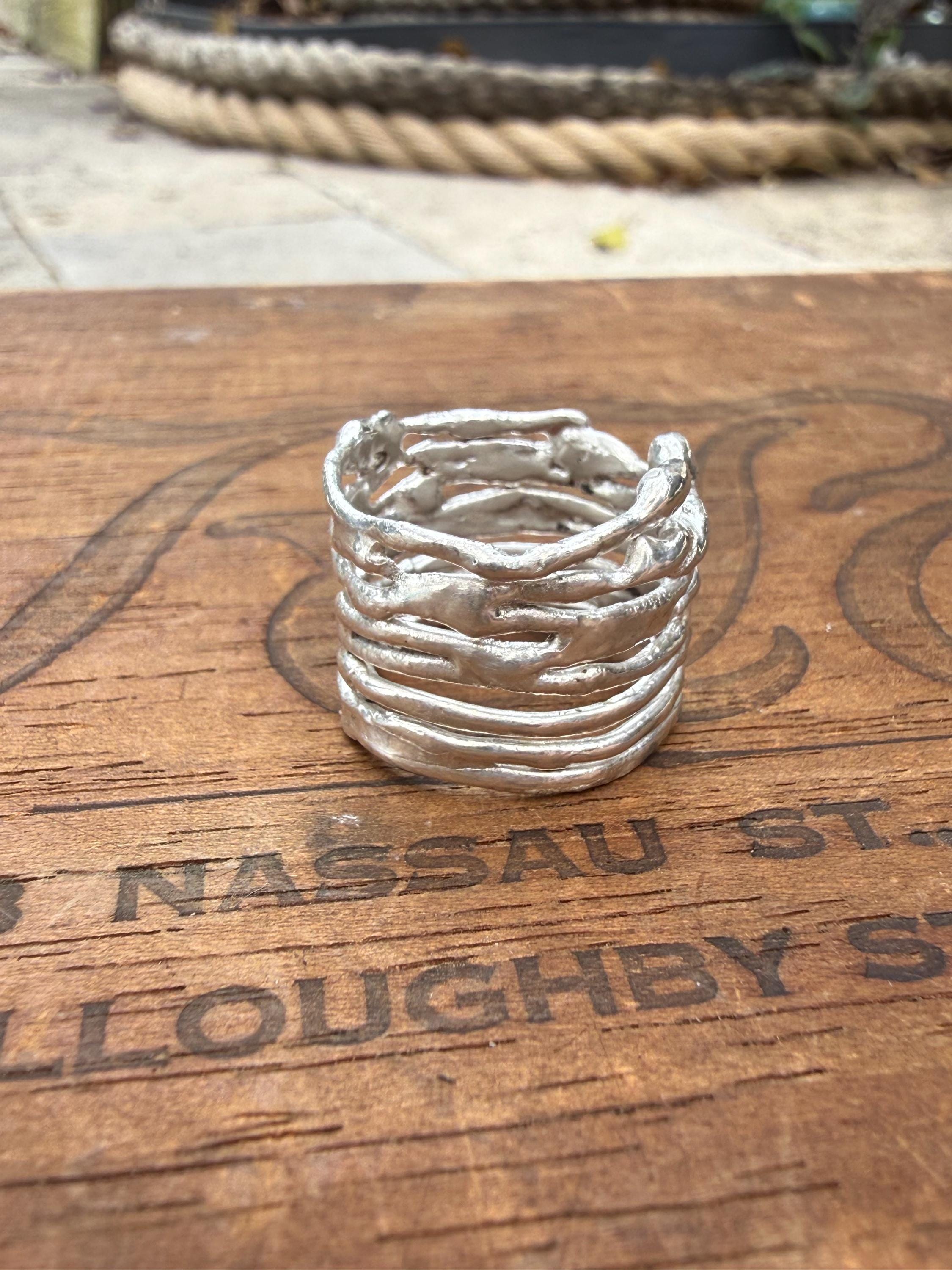 Fused Fine Silver Band, Extra Wide, size 7