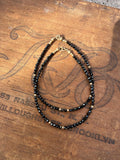 Black Tourmaline & 14k Gold Beaded Bracelet, size 6 3/4”