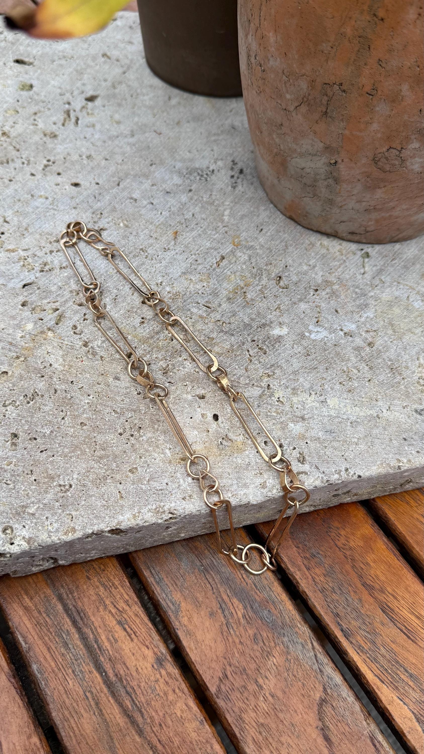 Hand-forged and Slow Made 14kgf Paperclip Necklace, size 18”