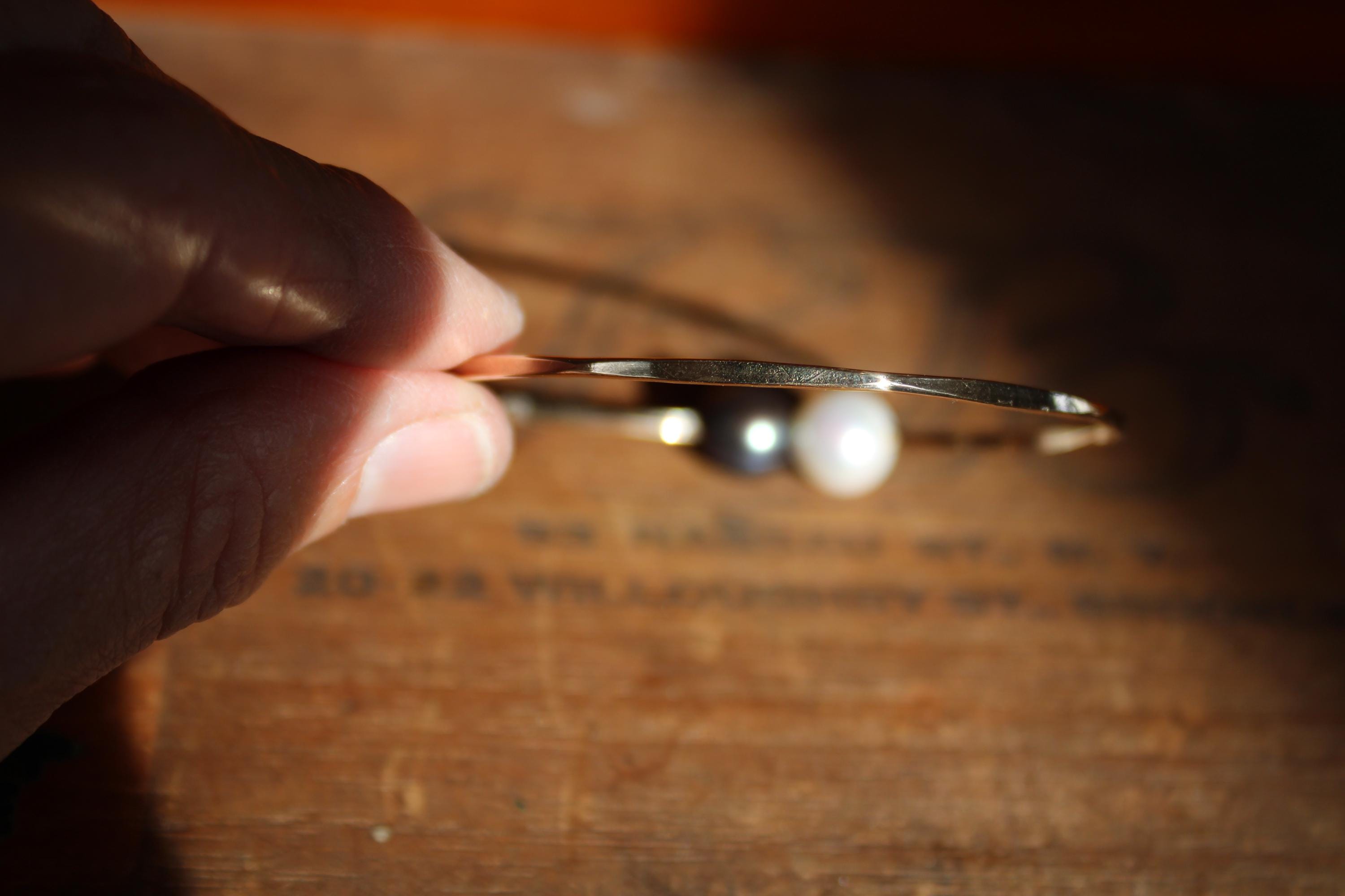 Tahitian Pearl Bangle Bracelet in 14KGF, size 8