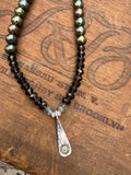 Evil Eye Sterling Silver Necklace: Smoky Quartz, Labradorite, Pearl, and Natural Champagne Diamond