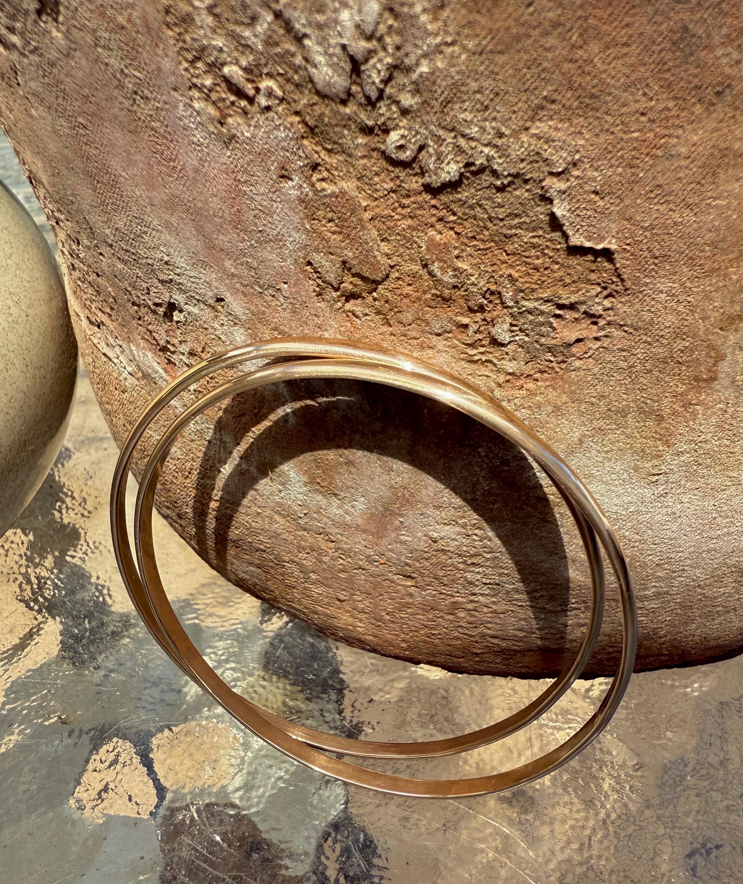 Hand-forged Heavy 14kgf Half Round Bangle Bracelet, size 8