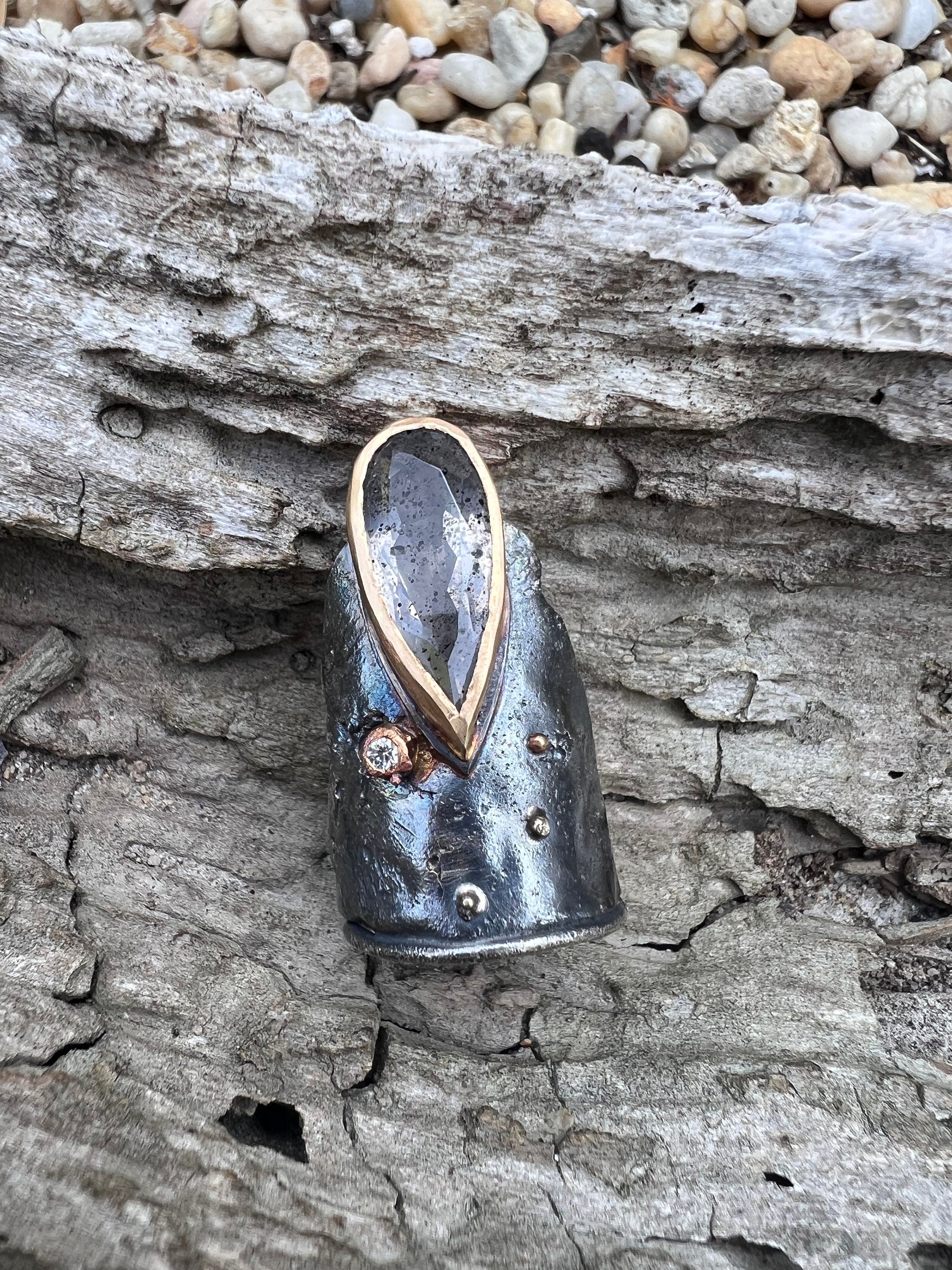 RUTILATED Quartz & Diamonds in 14 Karat Gold and Sterling Silver