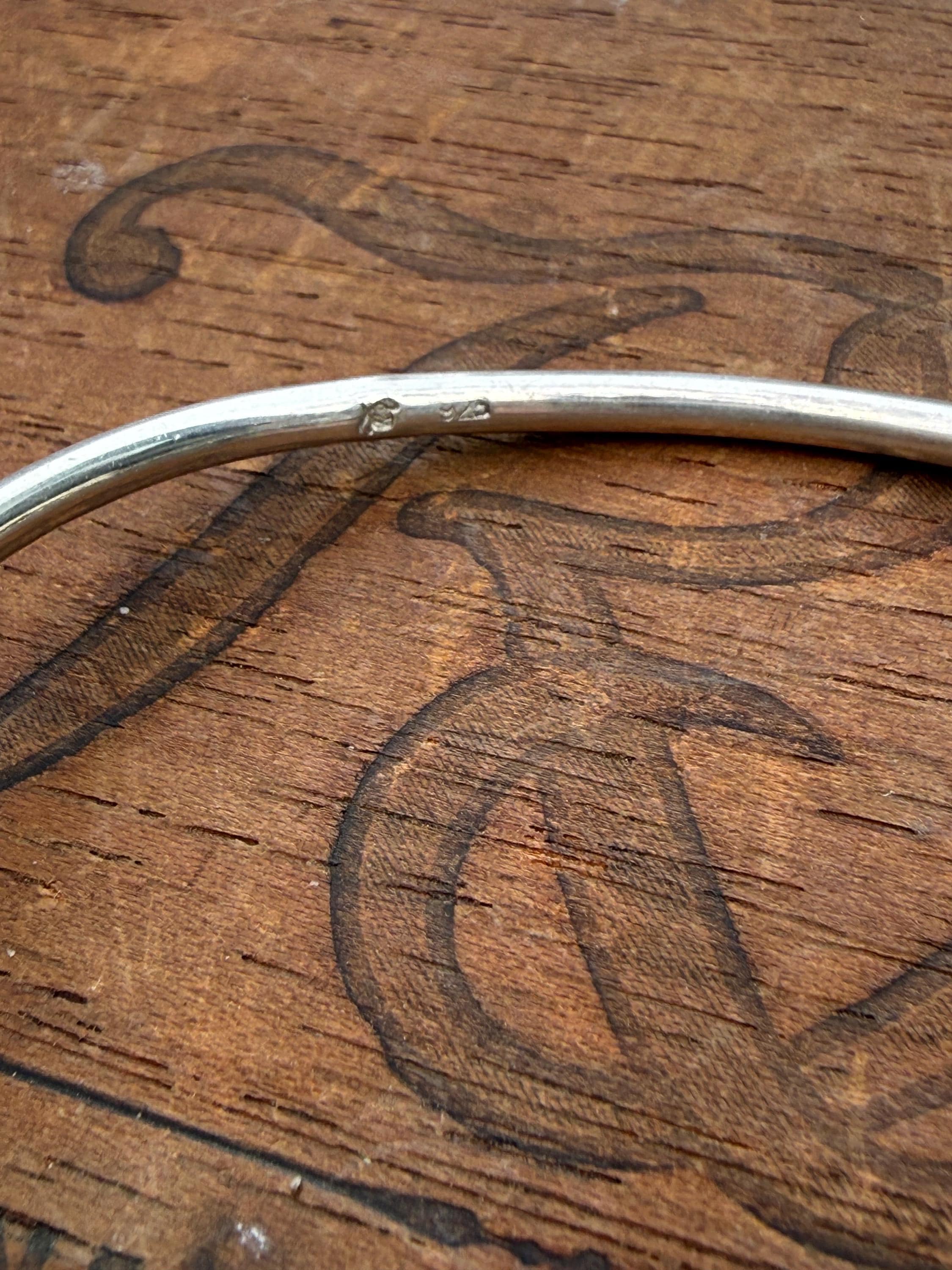 Hand Formed Feather Cuff Bangle Bracelet in Sterling Silver, adjustable