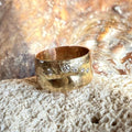 Super Wide Vintage 14Kt Gold Band with Moissanite Diamonds, size 7.5