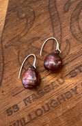 Port Colored Baroque Freshwater Pears with Sterling Silver hooks.
