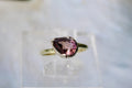Tourmaline & Moissanite Diamond Ring: 14k Gold, Sterling Silver, Size 6.75