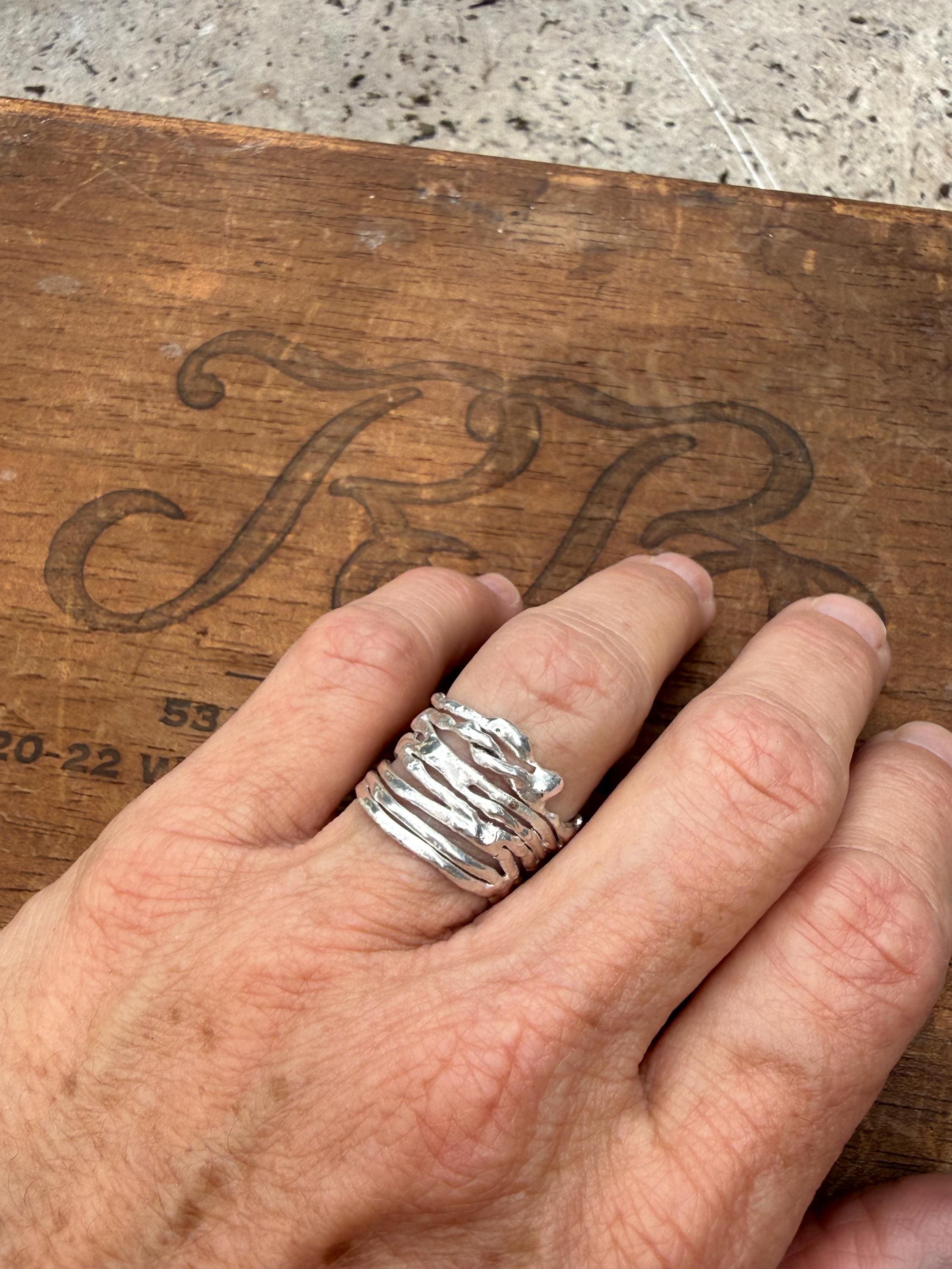 Fused Fine Silver Band, Extra Wide, size 7