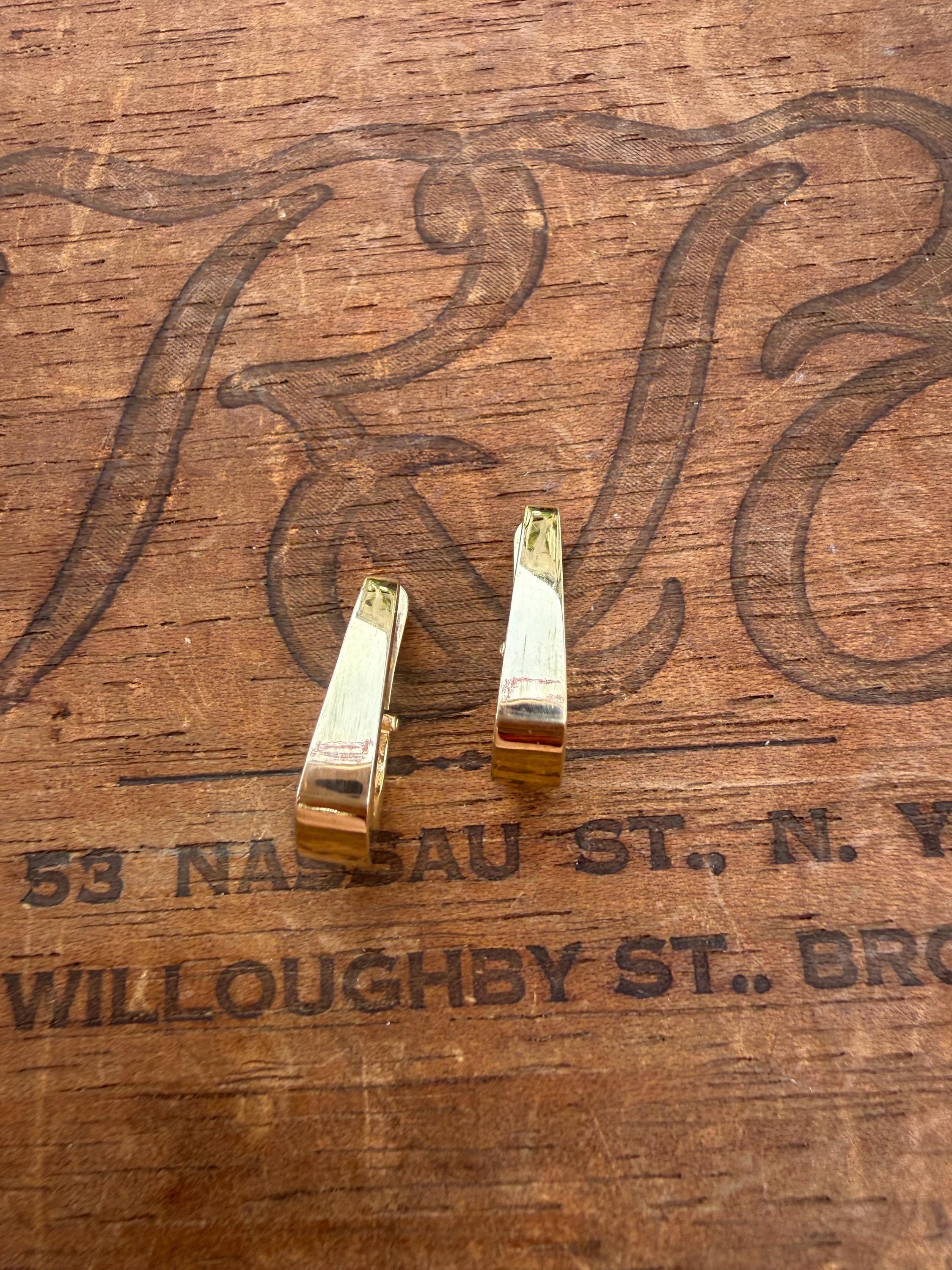 Chunky Italian 14k Gold Vintage Geometric Hoop Earrings
