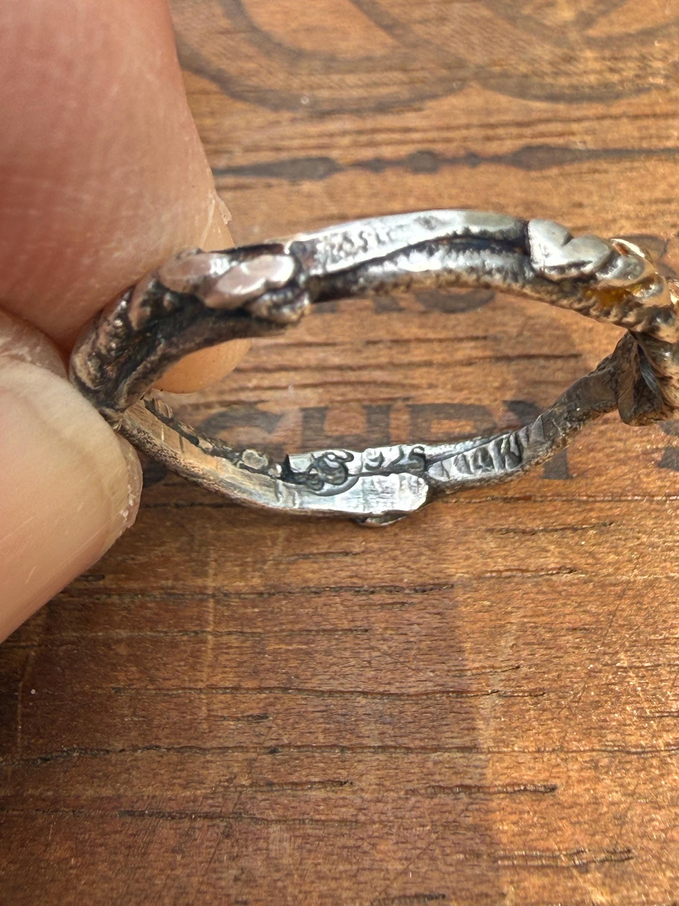Fused Sterling Silver & Recycled 14K Gold with  a 2mm Moissanite Diamond.
