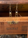 Freshwater Pearl & Chain Dangle Earrings in 14kgf, Hamdmade