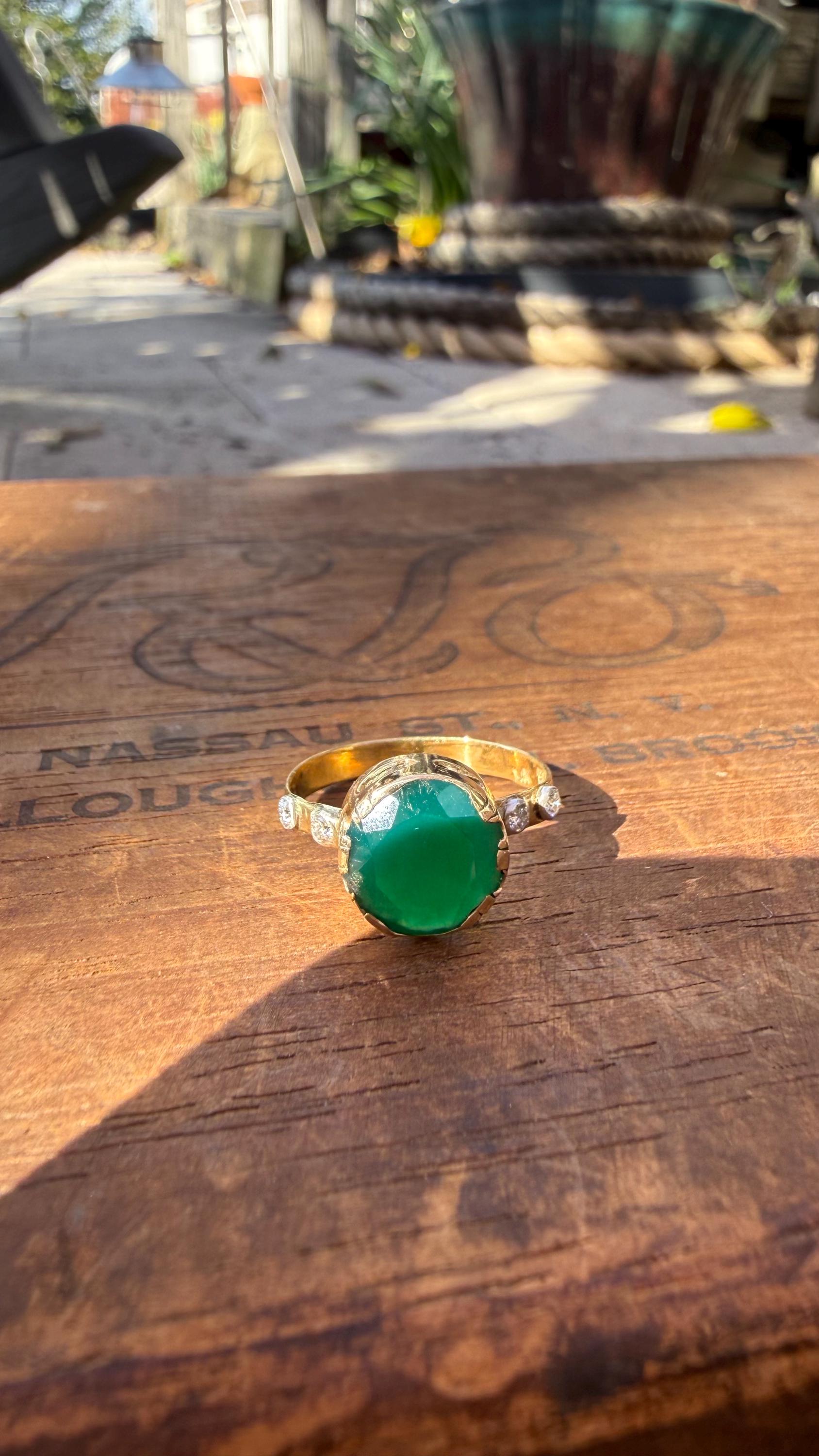 Handmade 2.5 Carat Emerald Ring: Vintage Diamond, 14k/18k Gold, Size 8