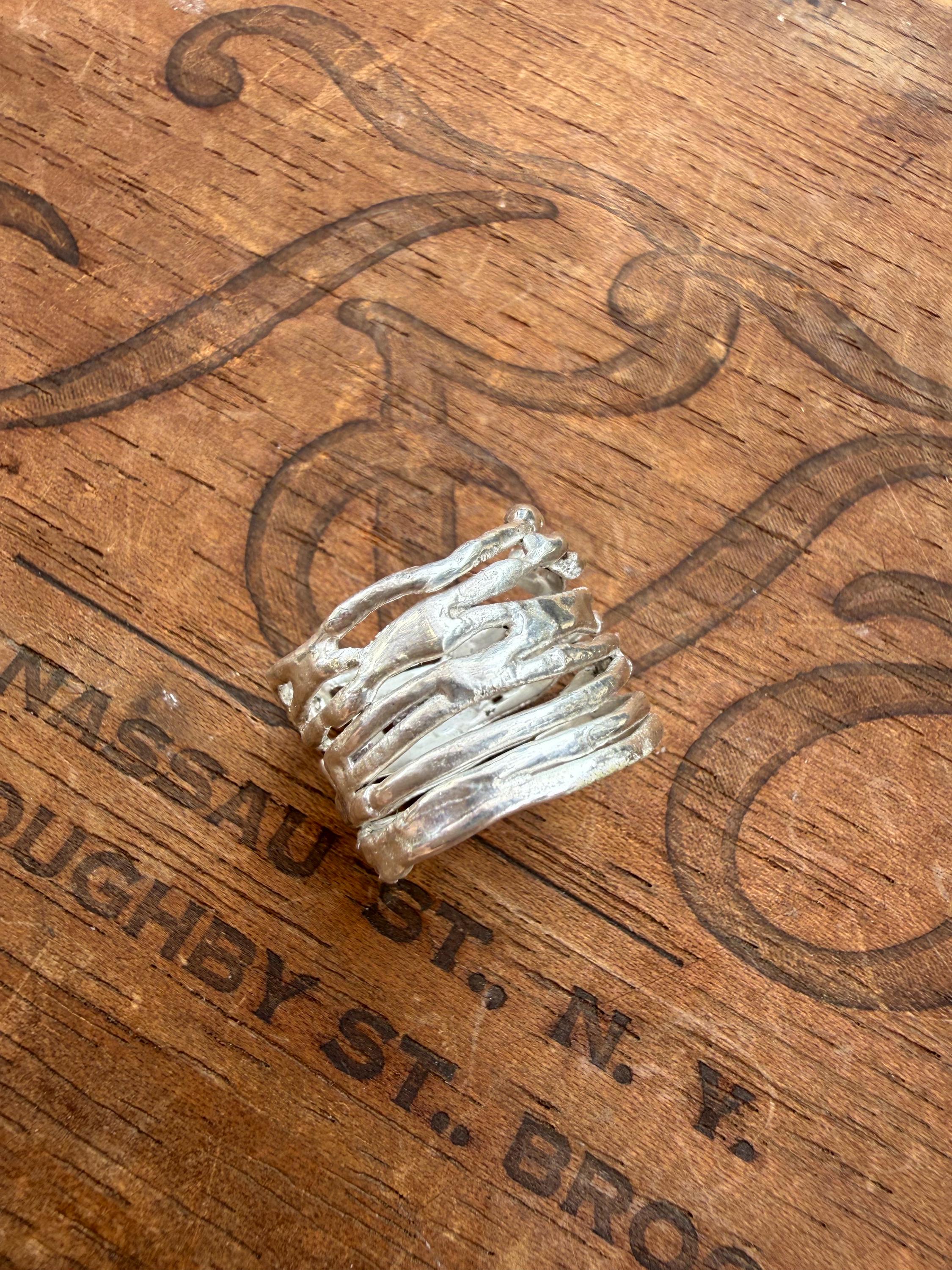Fused Fine Silver Band, Extra Wide, size 7