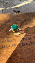 Handmade 2.5 Carat Emerald Ring: Vintage Diamond, 14k/18k Gold, Size 8