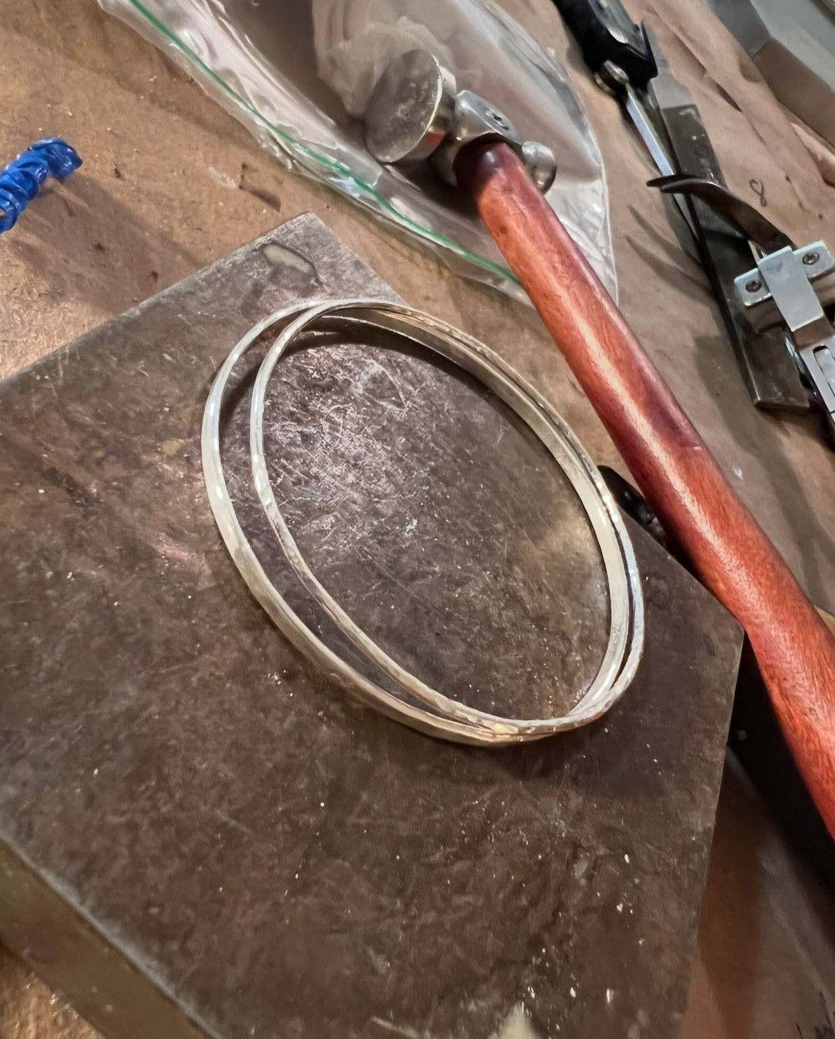 Heavy Pair of Hammered Bangles in S.Silver (Make 2)