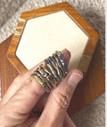 Hand Carved Fine Silver & 22K Gold Bamboo Rings