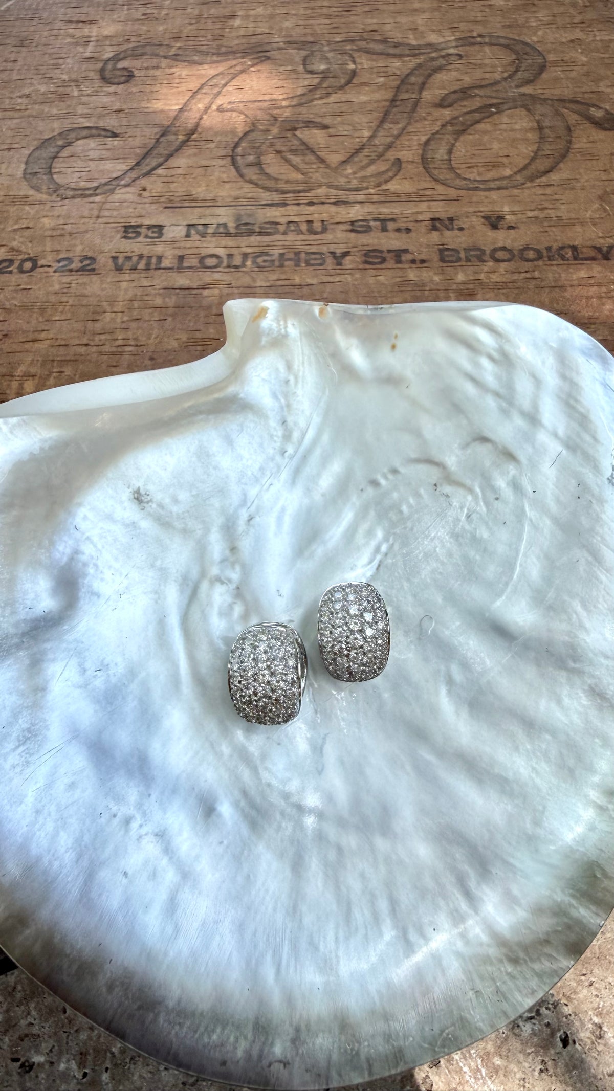 Vintage Chunky Huggies with Natural Diamonds and 14k White Gold