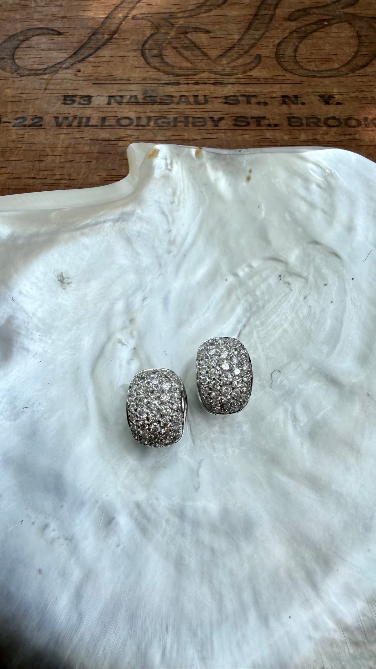 Vintage Chunky Huggies with Natural Diamonds and 14k White Gold