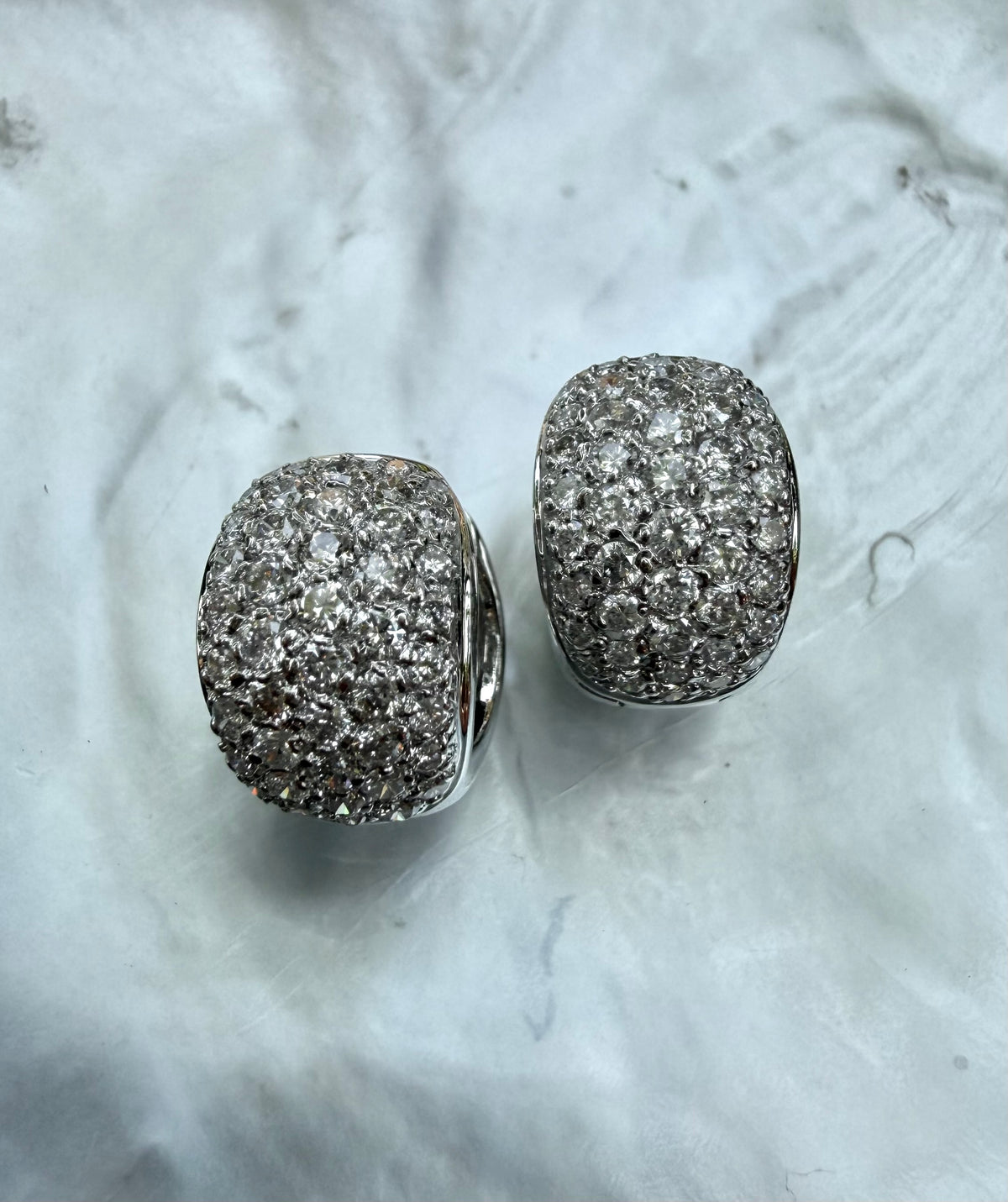 Vintage Chunky Huggies with Natural Diamonds and 14k White Gold