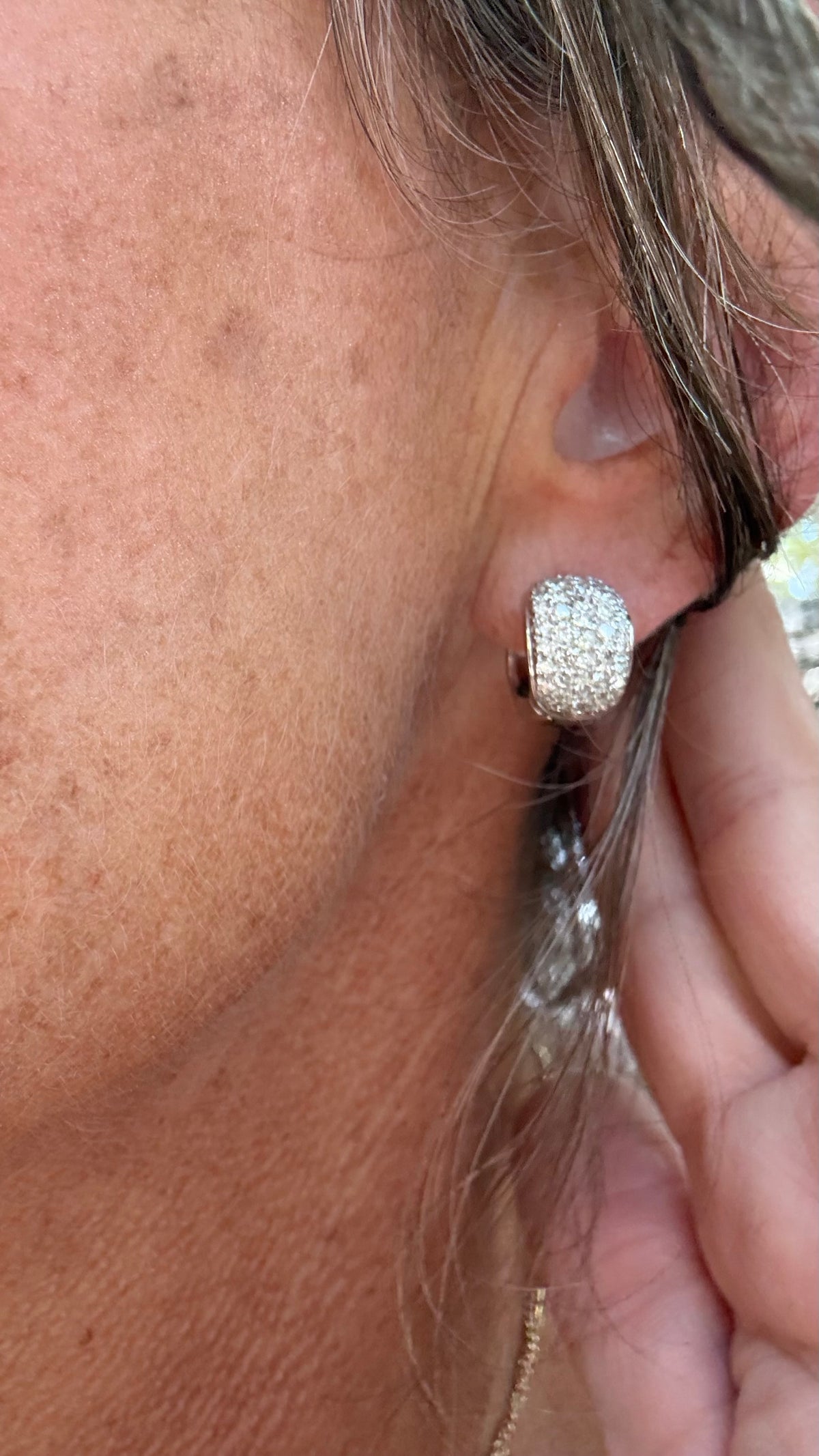 Vintage Chunky Huggies with Natural Diamonds and 14k White Gold