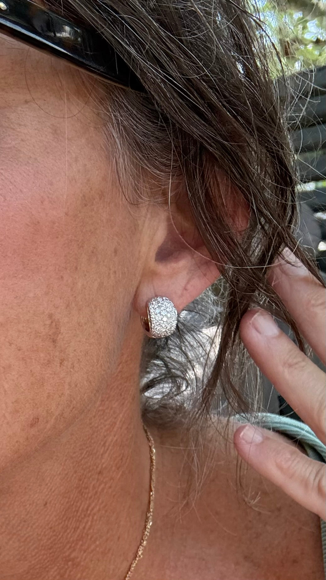 Vintage Chunky Huggies with Natural Diamonds and 14k White Gold