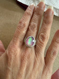 Rose Cut Opal Bezel-Set Ring in Sterling Silver