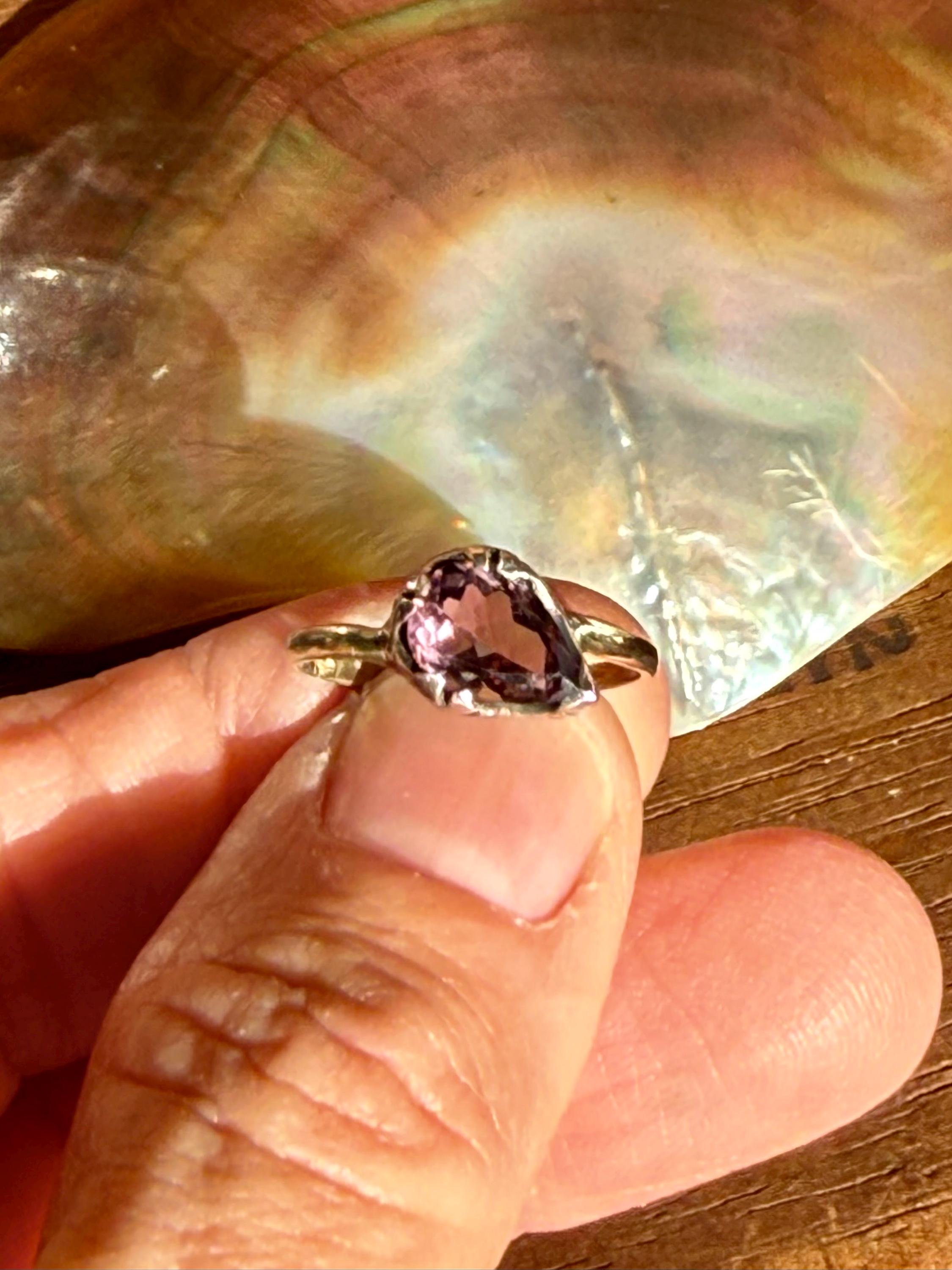 Tourmaline & Moissanite Diamond Ring: 14k Gold, Sterling Silver, Size 6.75