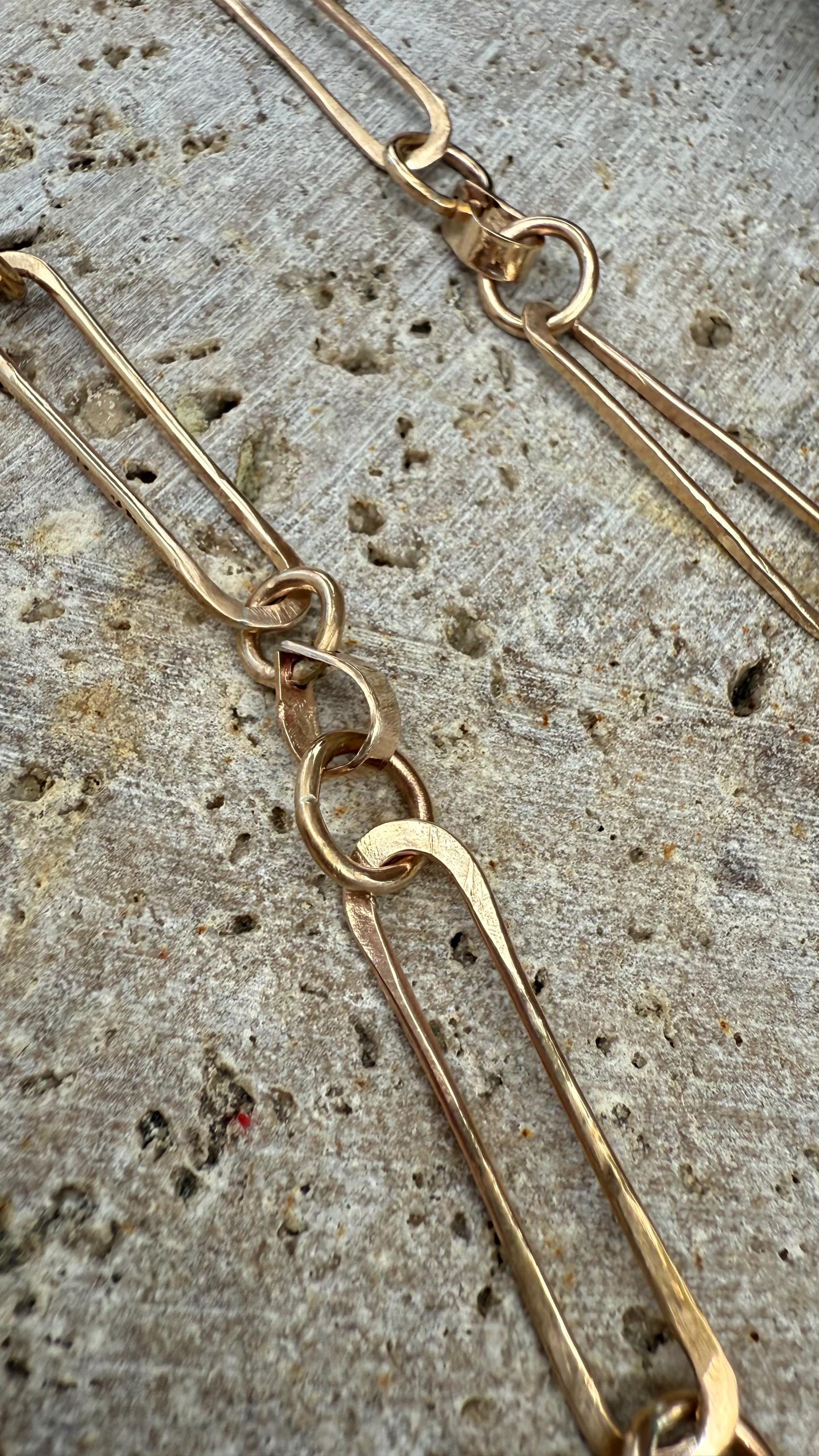 Hand-forged and Slow Made 14kgf Paperclip Necklace, size 18”