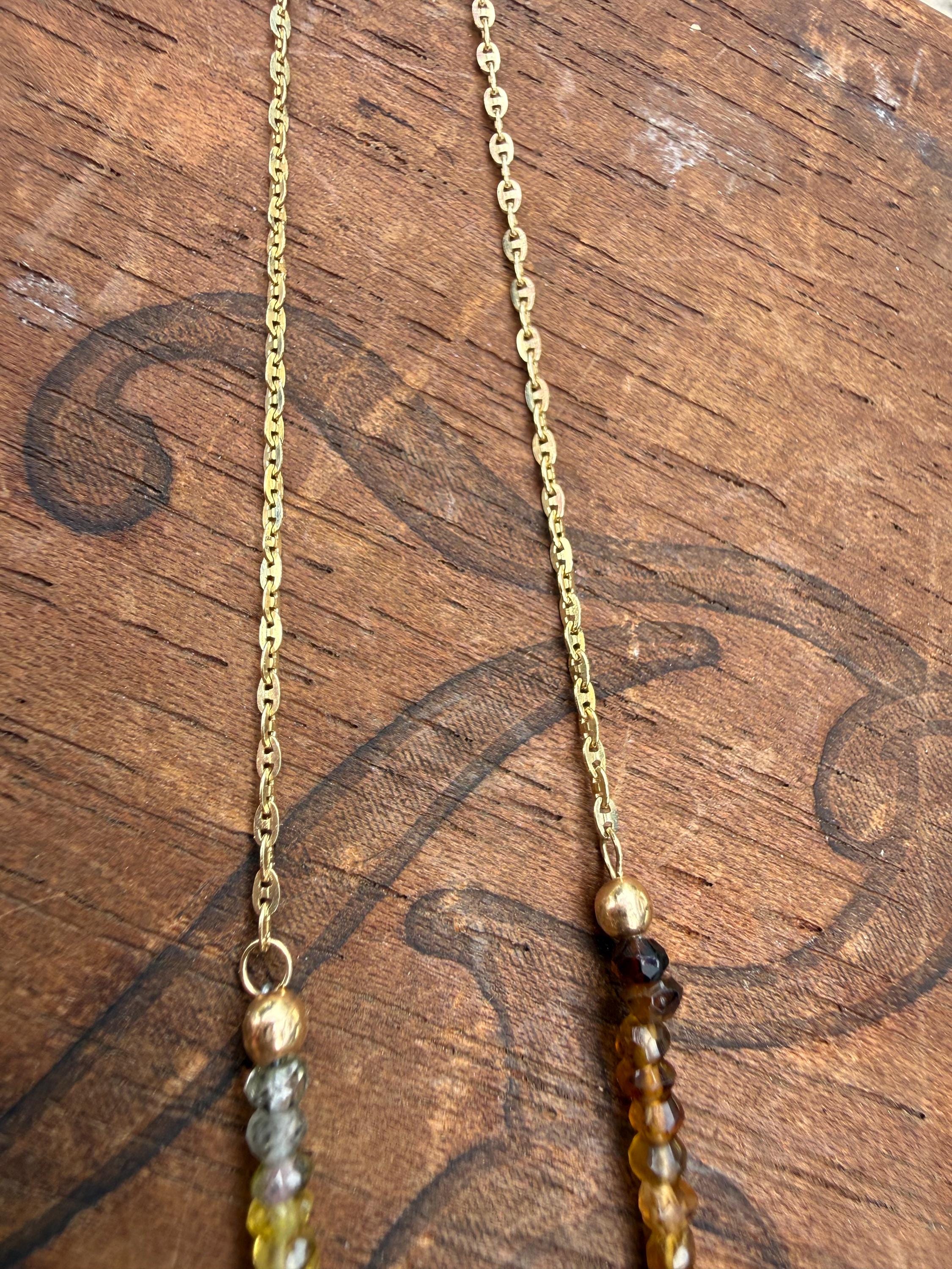 Druzy Diamond Pendant: 14K Gold & Sterling Silver, Tourmaline Bead Necklace