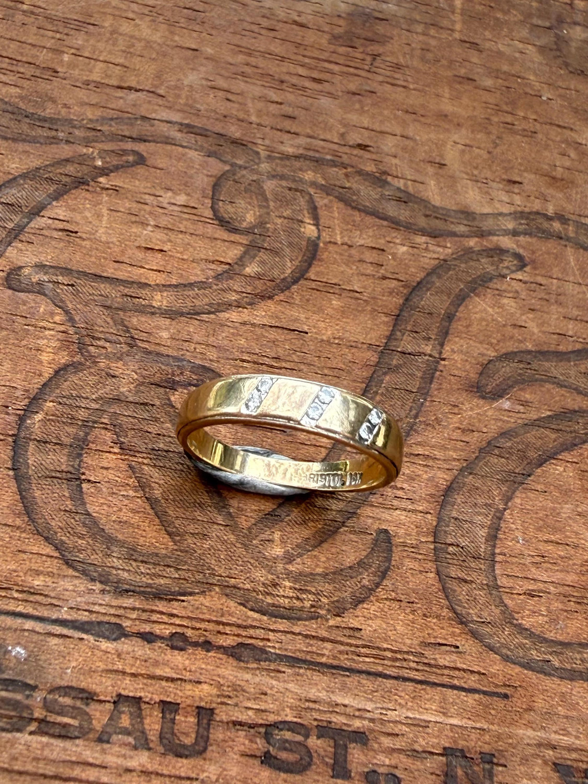 Vintage 14k Gold Band with Diamonds, size 5 3/4