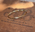 Vintage Gold Bamboo Bangle from UK in Yellow and White 9K Gold with Natural Diamonds, 6.4 grams.