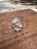Toi et Moi or 'You and Me' Handmade Ring in Smoky Topaz and Green Flourite, with 4 tiny diamonds and Sterling Silver,  Size 7
