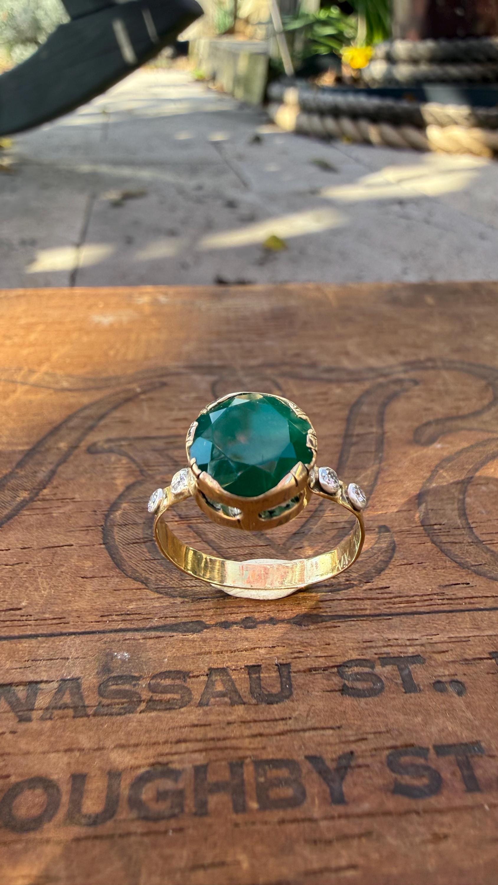 Handmade 2.5 Carat Emerald Ring: Vintage Diamond, 14k/18k Gold, Size 8