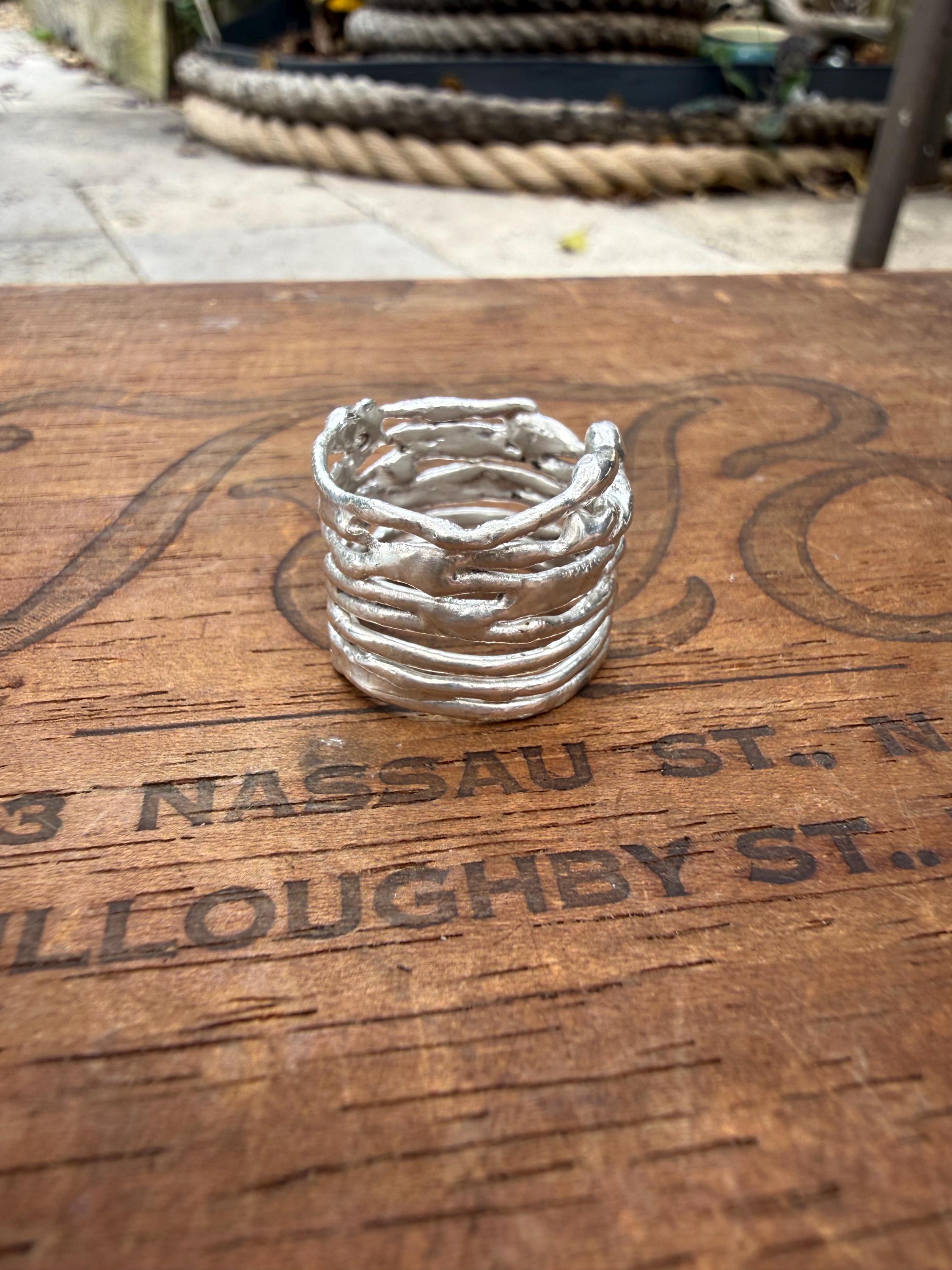 Fused Fine Silver Band, Extra Wide, size 7