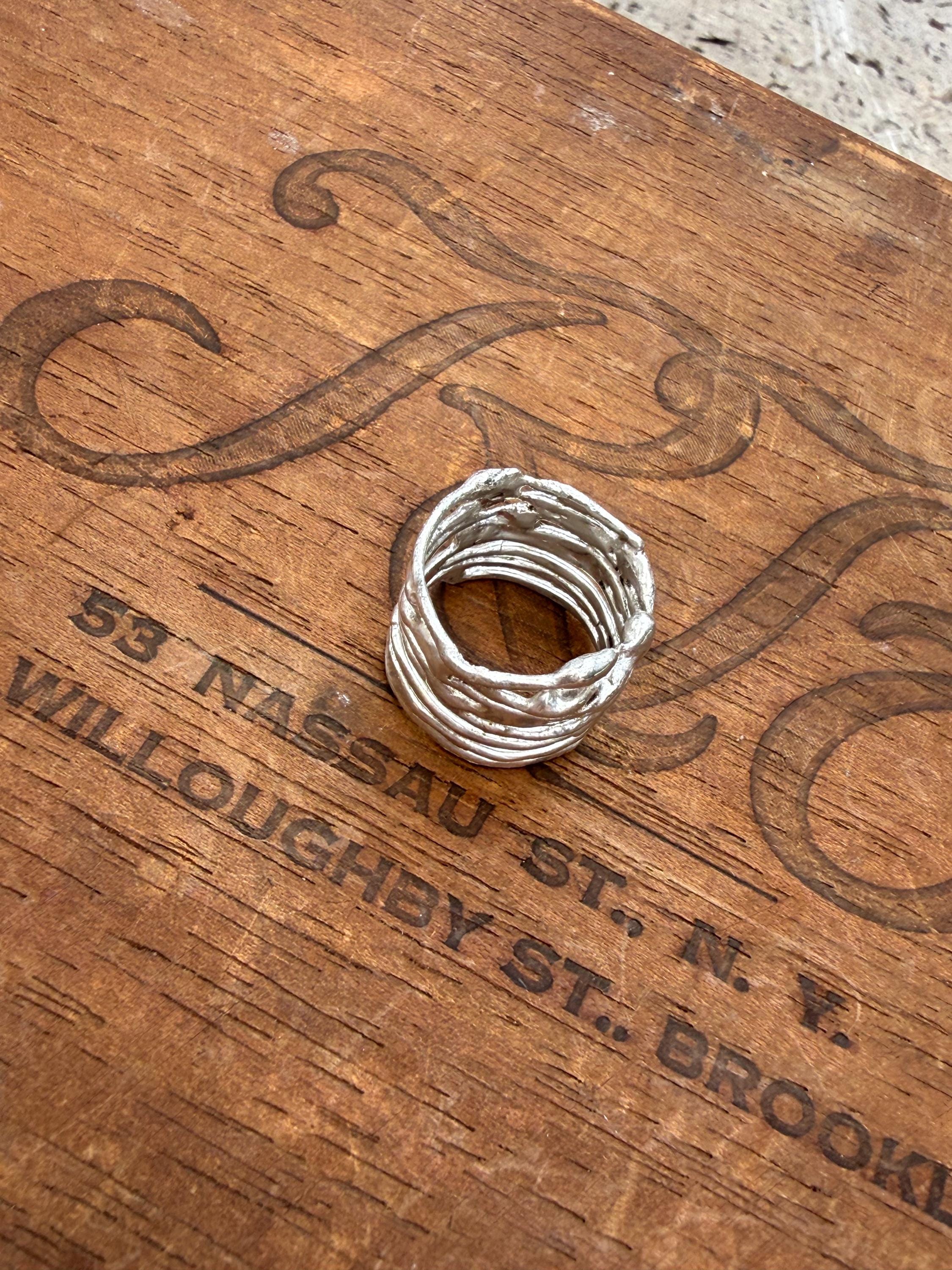 Fused Fine Silver Band, Extra Wide, size 7