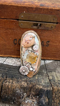 OPAL inlay, VINTAGE citrine, HANDPICKED cowrie shell, White Topaz in sterling silver and 14kgf, size 6 3/4