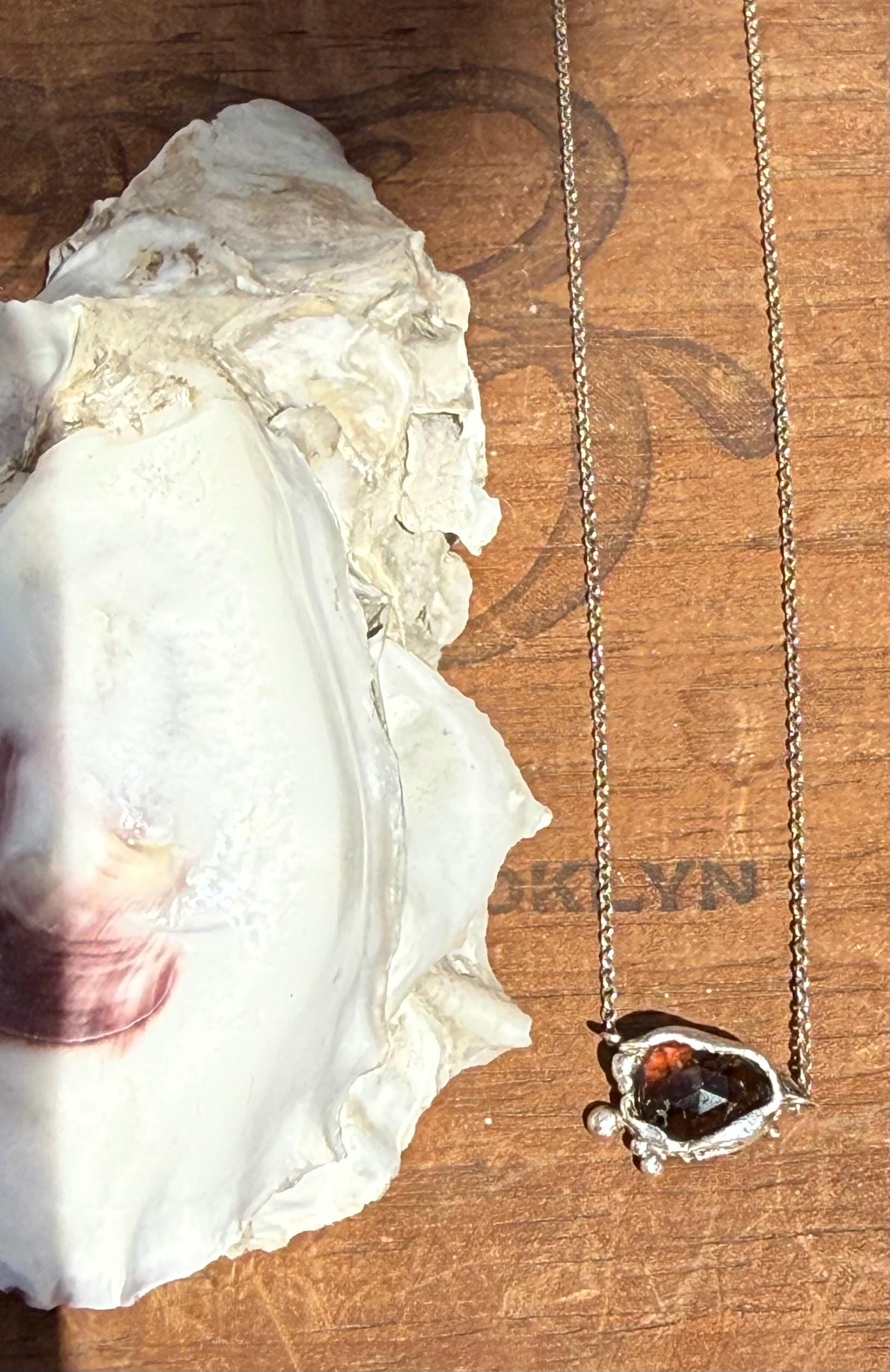 Watermelon Tourmaline Sterling Silver Necklace: Hand Sculpted Fine Silver & 14k Gold Detail