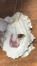 Watermelon Tourmaline Sterling Silver Necklace: Hand Sculpted Fine Silver & 14k Gold Detail
